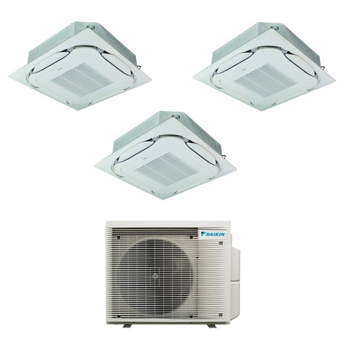 Immagine di Daikin FCAG-B Cassetta Round Flow R32 Climatizzatore a cassetta trial split inverter | unità esterna 7.8 kW unità interne 12000+12000+12000 BTU 5MXM90A9+FCAG[35|35|35]B