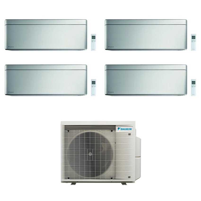 Immagine di Daikin STYLISH R32 Climatizzatore a parete quadri split inverter Wi-Fi silver | unità esterna 7.8 kW unità interne 5000+12000+12000+12000 BTU 5MXM90A9+CTXA[15]BS+FTXA[35|35|35]BS