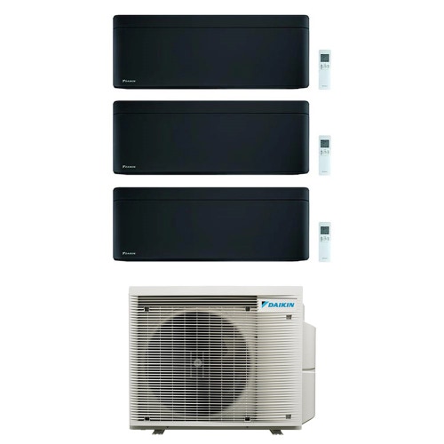 Immagine di Daikin STYLISH R32 Climatizzatore a parete trial split inverter Wi-Fi nero | unità esterna 7.4 kW unità interne 5000+7000+9000 BTU 4MXM80A9+CTXA[15]BB+FTXA[20|25]BB