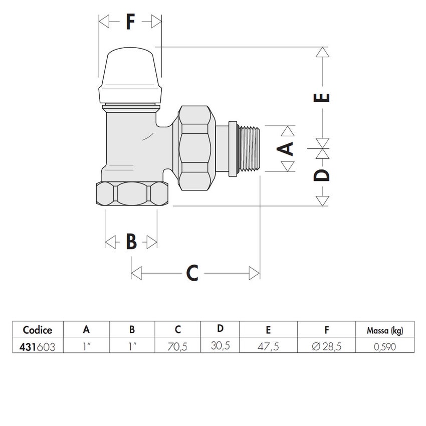 Immagine di Caleffi Detentore, attacchi a squadra, per tubo in ferro 1" senza tenuta gomma 431603