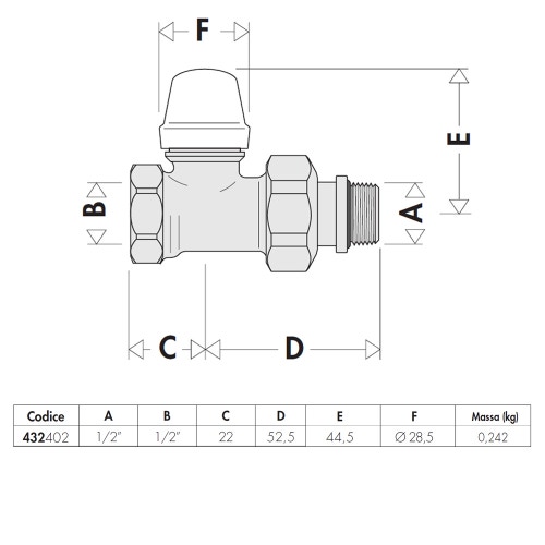 Immagine di Caleffi Detentore attacchi diritti, per tubo in ferro 1/2" 432402