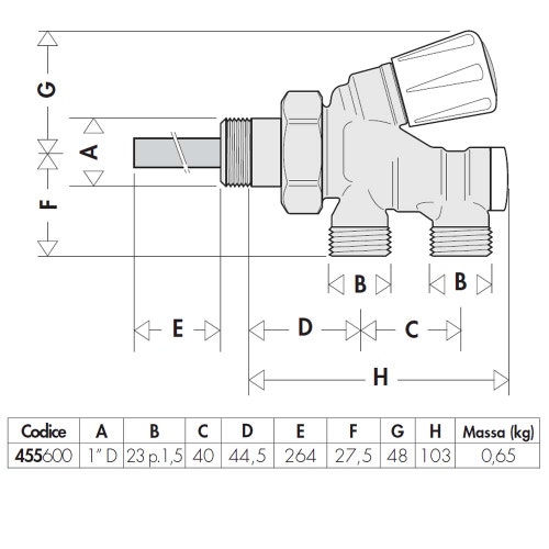 Immagine di Caleffi Valvola termostatizzabile per comandi termostatici ed elettrotermici 1" destro 455600