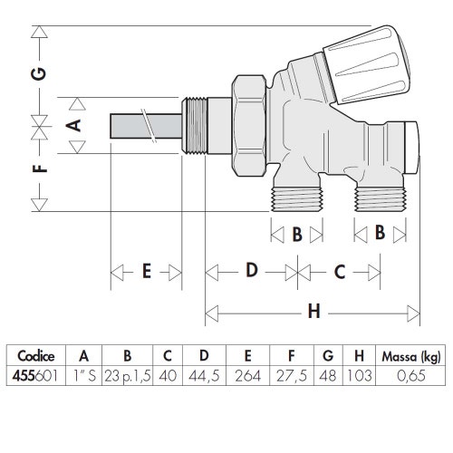 Immagine di Caleffi Valvola termostatizzabile per comandi termostatici ed elettrotermici 1" sinistro 455601