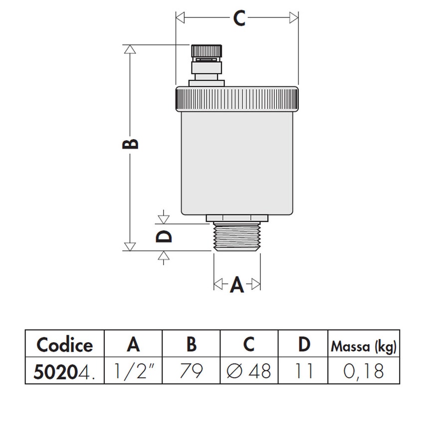 Immagine di Caleffi MINICAL®, valvola automatica di sfogo aria, cromato 1/2" F 502041