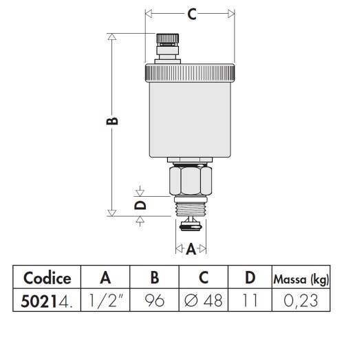 Immagine di Caleffi MINICAL®, Valvola automatica di sfogo aria con rubinetto d'intercettazione automatico con cromatura 1/2" M 502141