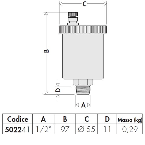 Immagine di Caleffi VALCAL®, valvola automatica di sfogo aria 1/2" M 502241