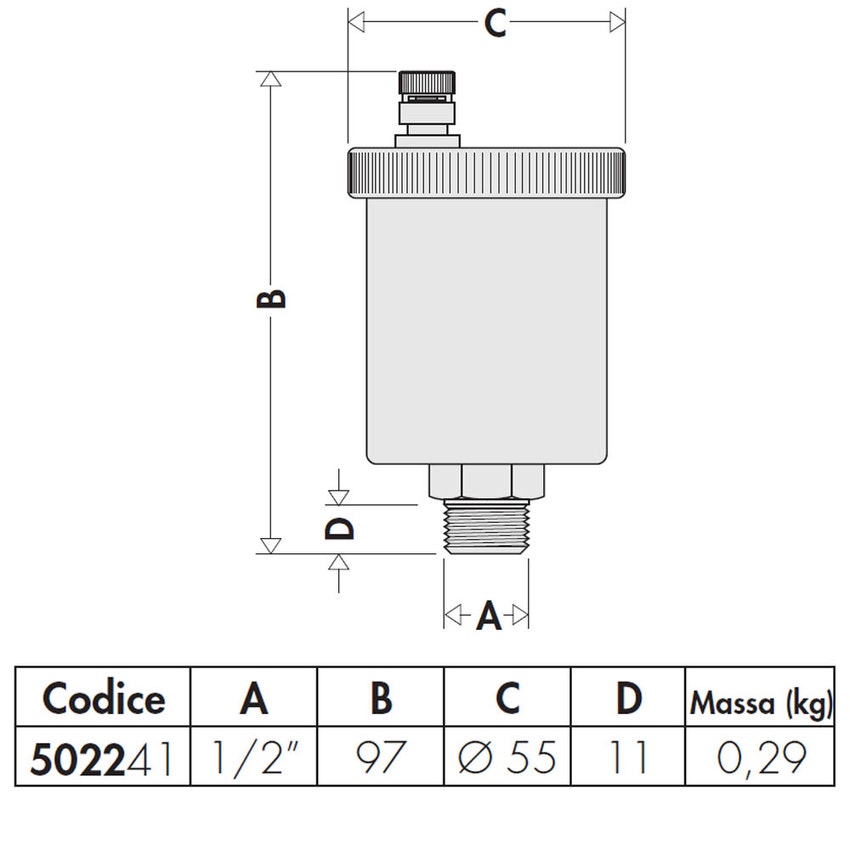 Immagine di Caleffi VALCAL®, valvola automatica di sfogo aria 1/2" M 502241
