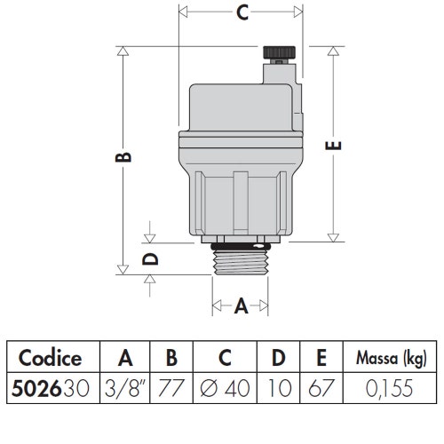 Immagine di Caleffi ROBOCAL® con valvola automatica di sfogo aria, scarico verticale 3/8" M 502630