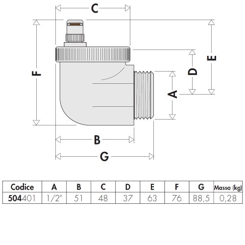 Immagine di Caleffi AERCAL® con valvola automatica di sfogo aria per tutti i tipi di radiatori 1/2" M 504401