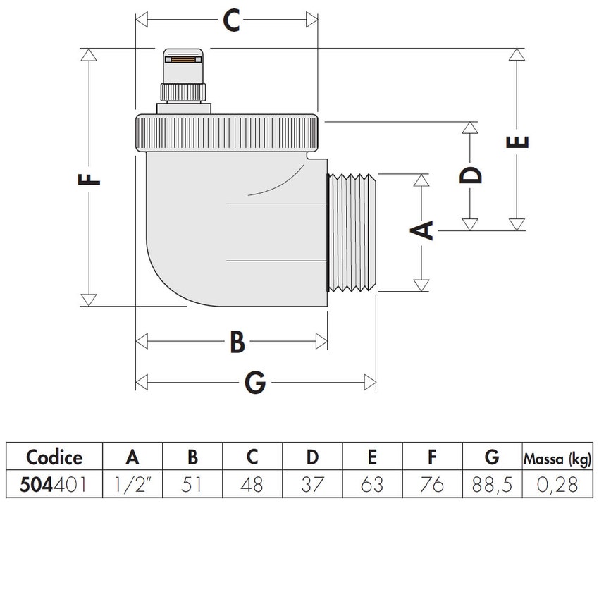 Immagine di Caleffi AERCAL® con valvola automatica di sfogo aria per tutti i tipi di radiatori 1/2" M 504401