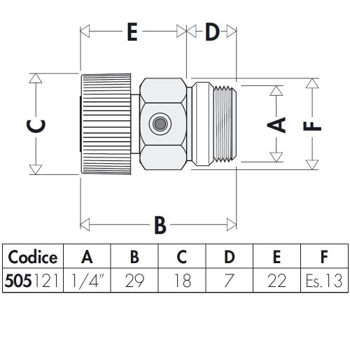 Immagine di Caleffi Valvolina manuale di sfogo aria per radiatori con filetto a tenuta PTFE 1/4” M 505121