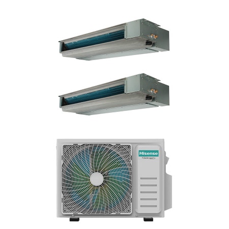 Immagine di Hisense CANALIZZABILE commerciale R32 Climatizzatore canalizzabile dual split inverter | unità esterna 3.5 kW unità interne 9000+9000 BTU 2AMW35U4RGC+ADT[26|26]UX4RBL8