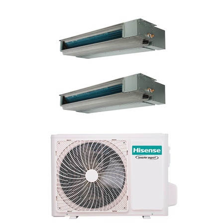 Immagine di Hisense CANALIZZABILE commerciale R32 Climatizzatore canalizzabile dual split inverter | unità esterna 5 kW unità interne 9000+9000 BTU 2AMW52U4RXC+ADT[26|26]UX4RBL8