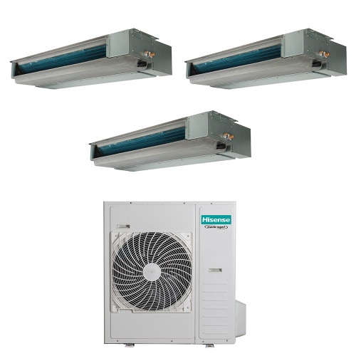 Immagine di Hisense CANALIZZABILE commerciale R32 Climatizzatore canalizzabile trial split inverter | unità esterna 12.5 kW unità interne 9000+9000+18000 BTU 5AMW125U4RTA+ADT[26|26]UX4RBL8+ADT[52]UX4RCL8