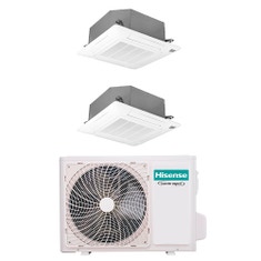 Immagine di Hisense CASSETTA commerciale R32 Climatizzatore a cassetta dual split inverter Wi-Fi optional bianco | unità esterna 5 kW unità interne 9000+12000 BTU 2AMW52U4RXC+ACT[26|35]UR4RCC8