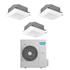 Immagine di Hisense CASSETTA commerciale R32 Climatizzatore a cassetta trial split inverter Wi-Fi optional bianco | unità esterna 12.5 kW unità interne 12000+18000+18000 BTU 5AMW125U4RTA+ACT[35|52|52]UR4RCC8