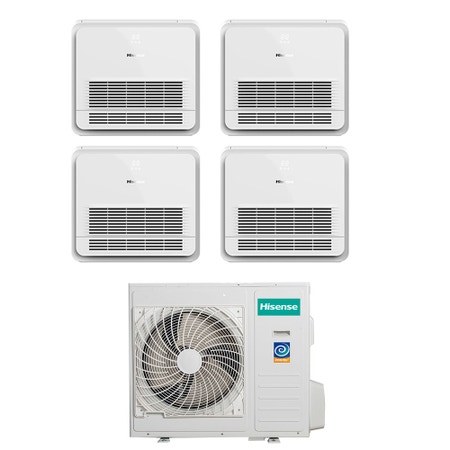 Immagine di Hisense CONSOLE commerciale R32 Climatizzatore console da pavimento quadri split inverter Wi-Fi bianco | unità esterna 8 kW unità interne 9000+9000+9000+12000 BTU 4AMW81U4RJC+AKT[26|26|26|35]UR4RSK8