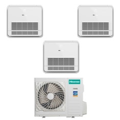 Immagine di Hisense CONSOLE commerciale R32 Climatizzatore console da pavimento trial split inverter Wi-Fi bianco | unità esterna 8 kW unità interne 9000+9000+9000 BTU 4AMW81U4RJC+AKT[26|26|26]UR4RSK8