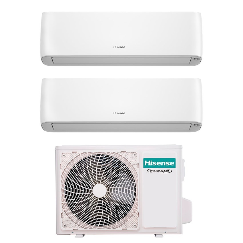 Immagine di Hisense ENERGY PRO PLUS R32 Climatizzatore a parete dual split inverter Wi-Fi bianco | unità esterna 5 kW unità interne 12000+12000 BTU 2AMW52U4RXC+QE[35|35]XV2AG