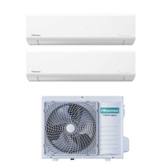 Immagine di Hisense ENERGY ULTRA R32 Climatizzatore a parete dual split inverter Wi-Fi bianco | unità esterna 7 kW unità interne 7000+9000 BTU 3AMW72U4RJC+KE[20|25]MR01G