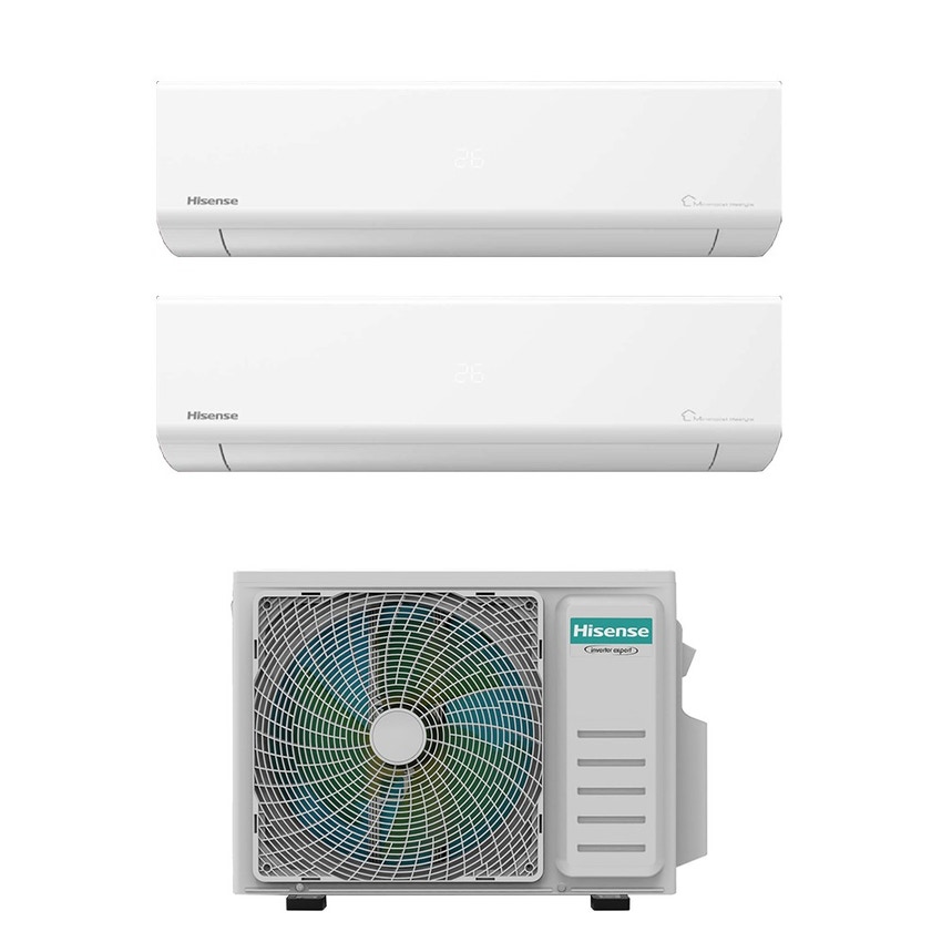 Immagine di Hisense ENERGY ULTRA R32 Climatizzatore a parete dual split inverter Wi-Fi bianco | unità esterna 4.1 kW unità interne 7000+7000 BTU 2AMW42U4RGC+KE[20|20]MR01G