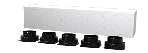Immagine di Tecnosystemi KIT SVELTO 5 zone Ø 150, con plenum in lamiera, bocchette ad alette regolabili per Emmeti e Haier 11167505