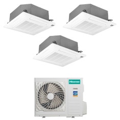 Immagine di Hisense CASSETTA commerciale R32 Climatizzatore a cassetta trial split inverter Wi-Fi optional bianco | unità esterna 10 kW unità interne 9000+9000+18000 BTU 4AMW105U4RAA+ACT[26|26|52]UR4RCC8