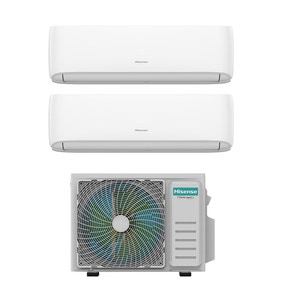 Immagine di Hisense HI COMFORT R32 Climatizzatore a parete dual split inverter Wi-Fi bianco | unità esterna 3.5 kW unità interne 7000+9000 BTU 2AMW35U4RGC+CF[20|25]YR04G