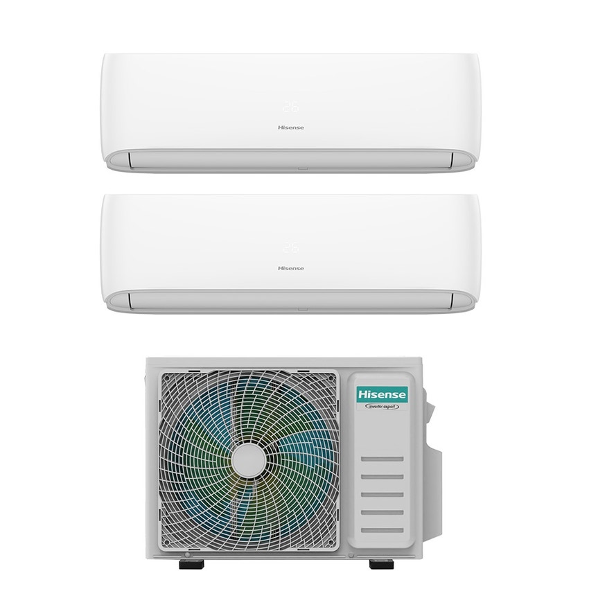 Immagine di Hisense HI COMFORT R32 Climatizzatore a parete dual split inverter Wi-Fi bianco | unità esterna 4.1 kW unità interne 7000+7000 BTU 2AMW42U4RGC+CF[20|20]YR04G