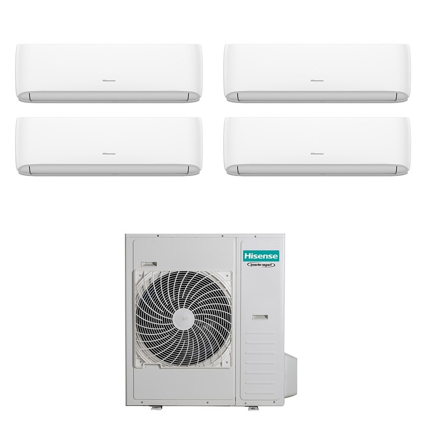 Immagine di Hisense HI COMFORT R32 Climatizzatore a parete quadri split inverter Wi-Fi bianco | unità esterna 12.5 kW unità interne 9000+9000+18000+24000 BTU 5AMW125U4RTA+CF50BS04G+CF70BT04G+CF[25|25]YR04G