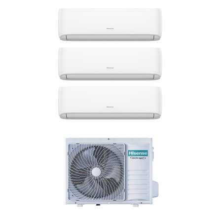 Immagine di Hisense HI COMFORT R32 Climatizzatore a parete trial split inverter Wi-Fi bianco | unità esterna 5.2 kW unità interne 7000+7000+7000 BTU 3AMW52U4RJC+CF[20|20|20]YR04G