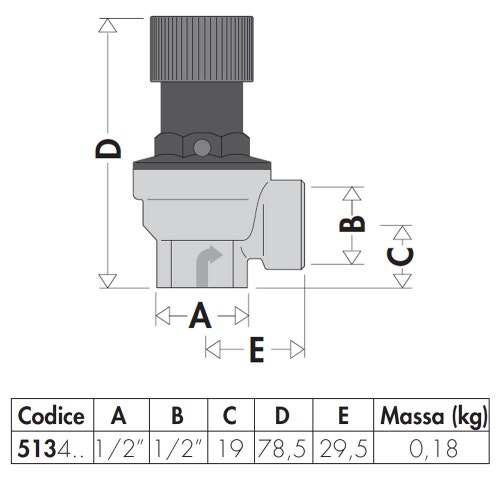 Immagine di Caleffi Valvola di sicurezza ordinaria, attacchi femmina-femmina, 1/2" Bar: 3 513430