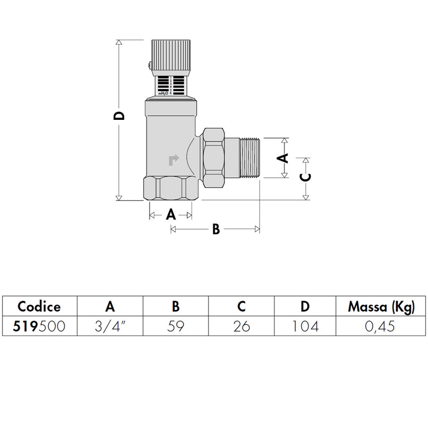 Immagine di Caleffi Valvola by-pass differenziale 3/4” con campo taratura: 1–6 519500
