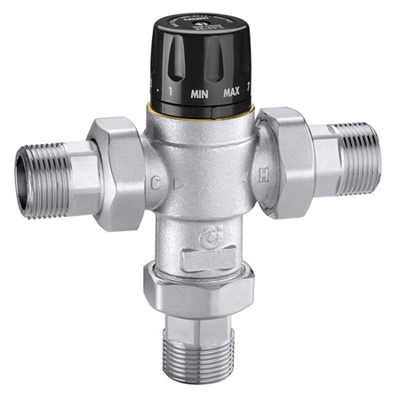 Immagine di Caleffi Miscelatore termostatico regolabile con manopola, per controllo temperatura al punto di distribuzione con funzione chiusura termica 3/4" 521935