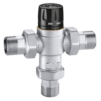 Immagine di Caleffi Miscelatore termostatico regolabile con manopola, per controllo temperatura al punto di distribuzione con funzione chiusura termica 1" 521936