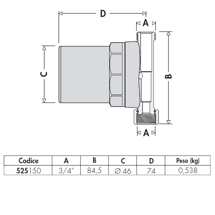 Immagine di Caleffi ANTISHOCK, ammortizzatore del colpo d'ariete per sottolavelli, sottolavabo e lavatrici 3/4" 525150