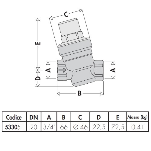 Immagine di Caleffi Riduttore di pressione inclinato 3/4" 533051