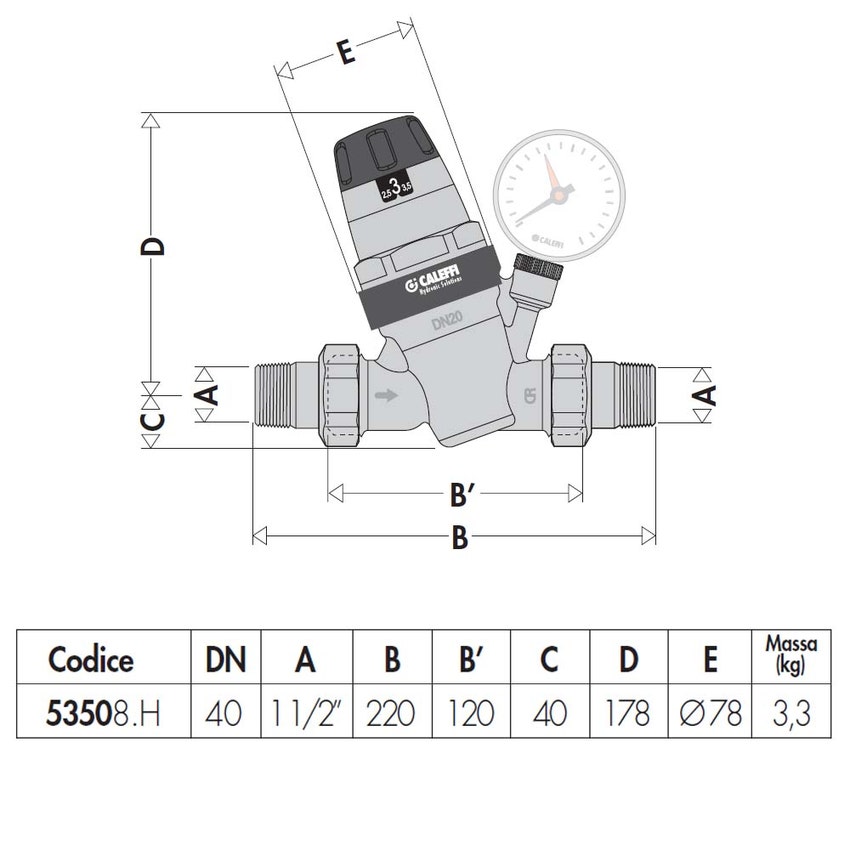 Immagine di Caleffi Riduttore di pressione, con cartuccia estraibile. Corpo in lega “LOW LEAD” antidezincificazione con certificato a norma EN 1567 1/2"  535080H