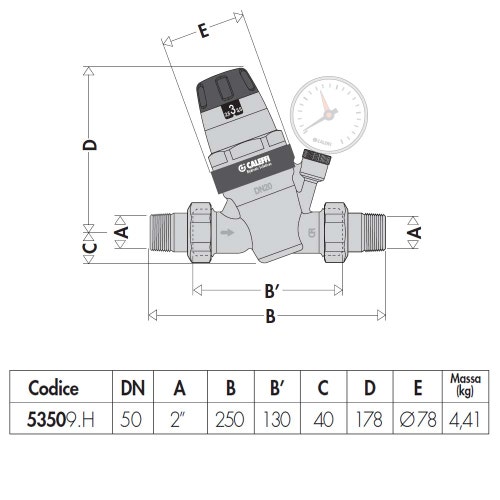 Immagine di Caleffi Riduttore di pressione, con cartuccia estraibile. Corpo in lega “LOW LEAD” antidezincificazione con certificato a norma EN 1567 2" 535090H
