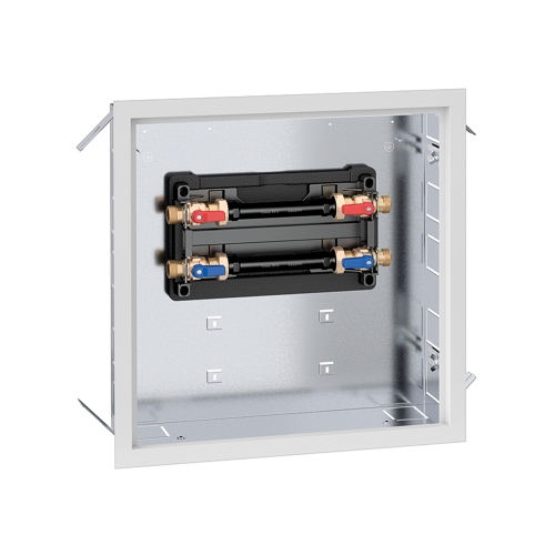 Immagine di Caleffi Cassetta ad incasso con fondo zincato e portello verniciato per interno, dotata di cornice di finitura regolabile da 130 a 160 mm di profondità 700205