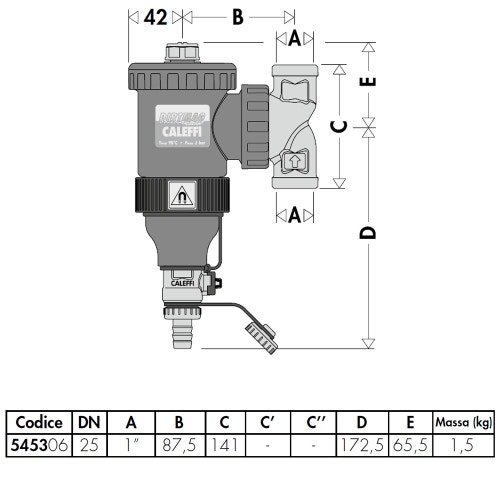 CALEFFI - DEFANGATORE MAGNETICO FILTRO 3/4 DIRTMAG cod. 545305, Accessori  per Caldaie a Gas