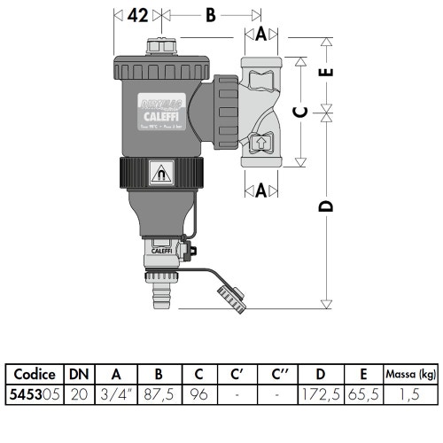 Immagine di Caleffi DIRTMAG® Defangatore con magnete con corpo in tecnopolimero 3/4" 545305