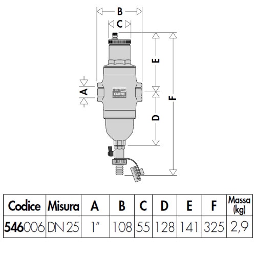 Immagine di Caleffi DISCALDIRT®, disaeratore-defangatore, con attacchi filettati femmina 1" 546006