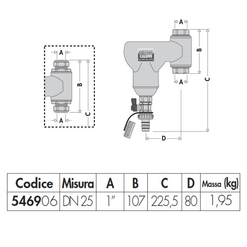 Immagine di Caleffi DIRTCAL®, defangatore per tubazioni verticali con attacchi filettati femmina 1" 546906