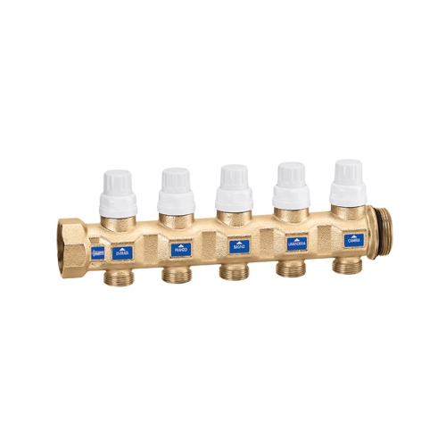 Immagine di Caleffi Collettore di distribuzione di ritorno, attacco 1 1/4" F, 3 derivazioni 666735S1