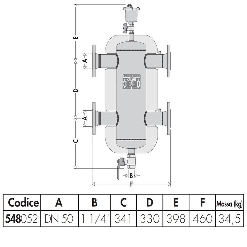 Immagine di Caleffi Separatore idraulico, attacchi flangiati con coibentazione DN50 548052