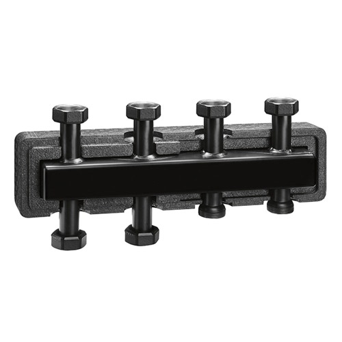 Immagine di Caleffi Collettore Ø1.1/2" per impianti di riscaldamento con 2+1 attacchi interasse 125 mm, portata massima consigliata 4 m3/h 550221