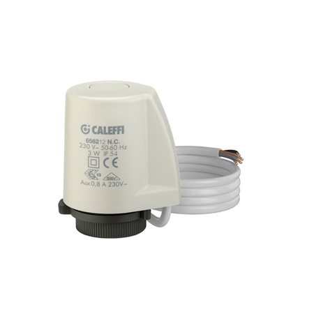 Immagine di Caleffi Comando elettrotermico con installazione ad aggancio rapido, adattatore e clip, con microinterruttore ausiliario, tensione 230 V 656212