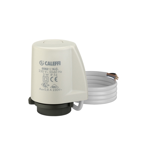 Immagine di Caleffi Comando elettrotermico con installazione ad aggancio rapido, adattatore e clip, con microinterruttore ausiliario, tensione 230 V 656212