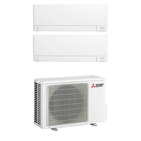Immagine di Mitsubishi MSZ-AY R32 Climatizzatore a parete dual split inverter Wi-Fi bianco | unità esterna 5.3 kW unità interne 9000+9000 BTU MXZ-2F53VF+MSZ-AY[25|25]VGKP
